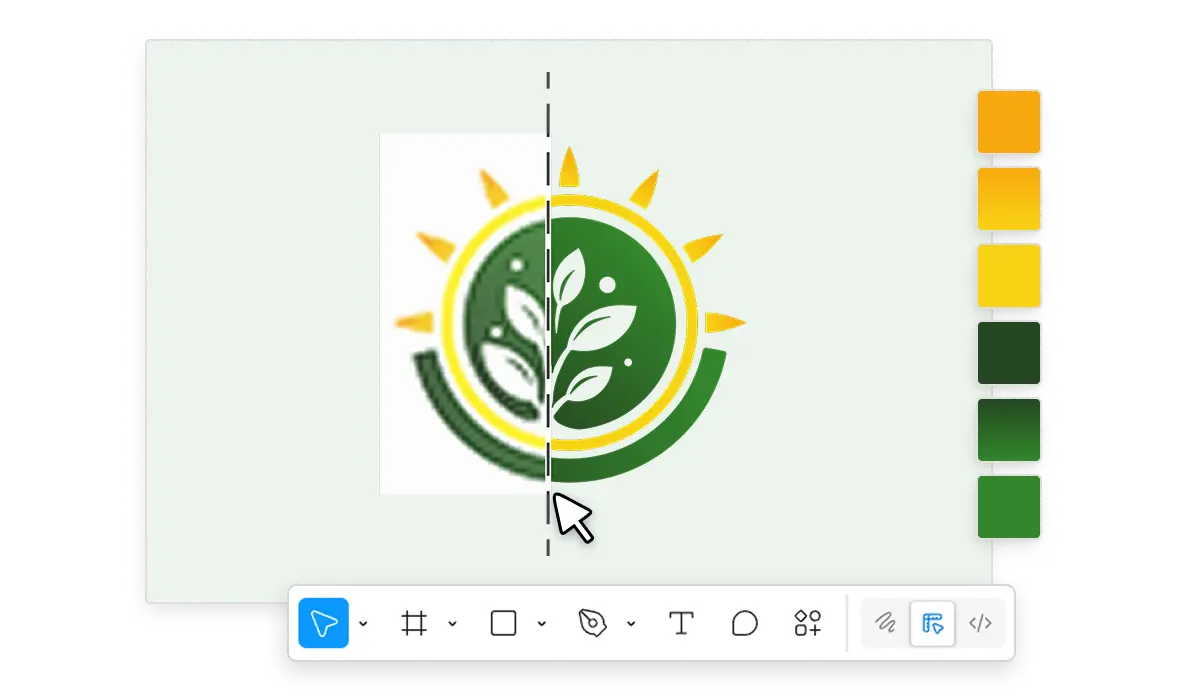 Before and after of a logo getting vectorized