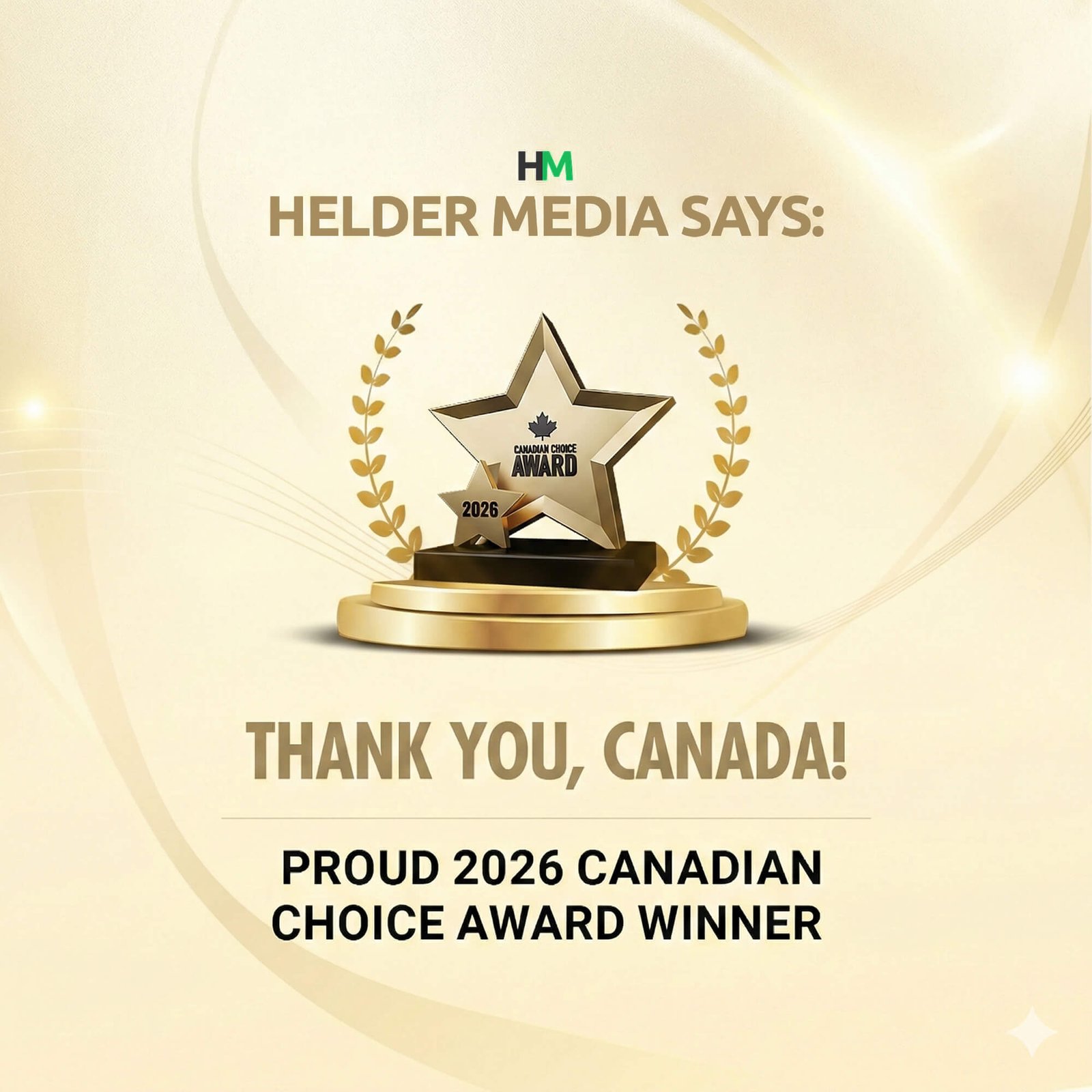 Helder Media's Canadian Choice Award Winner for SEO Companies in Simcoe