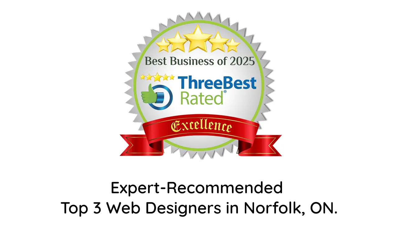 Helder Media's Best Business of 2025 award from Three Best Rated web designers - Norfolk